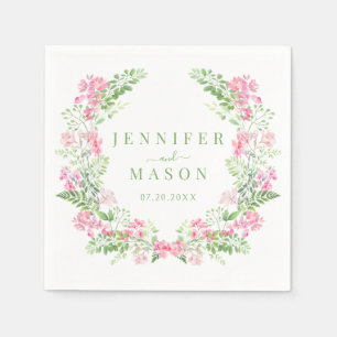 Elegant roze bloementuin zomer bruiloft papier servet