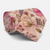 Elegant roze bloementuinpatroon stropdas (Opgerold)