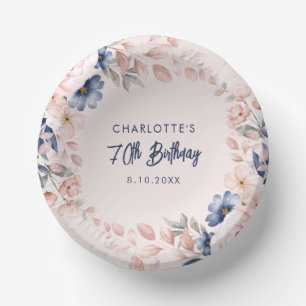 Elegant roze bloemig 70ste verjaardagsfeestje papieren kommen