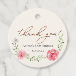Elegant Roze bloemig baby shower Custom dank u Bedankjes Labels
