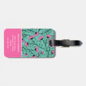 Elegant roze bloemig Bagagelabel (Achterkant horizontaal)