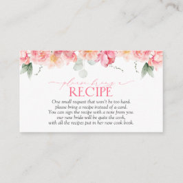 Elegant roze bloemig groen neem een recept mee informatiekaartje
