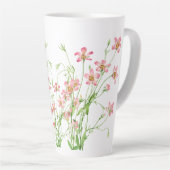 Elegant  roze bloemig groot latte mok (Rechterhoek)