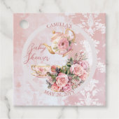 Elegant roze bloemig high tea meisje Baby shower Bedankjes Labels (Voorkant)