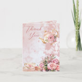 Elegant roze bloemig high tea meisje Baby shower Bedankkaart (Voorkant)