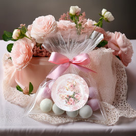 Elegant roze bloemig high tea meisje Baby shower Ronde Sticker