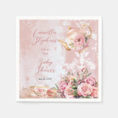 Elegant roze bloemig high tea meisje Baby shower Servet (Voorkant)