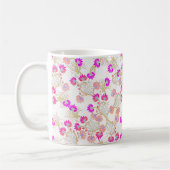 Elegant roze bloemig naadloos patroon koffiemok (Links)