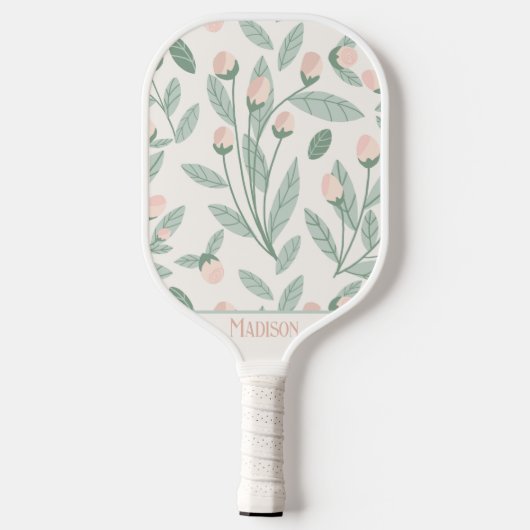 Elegant roze bloemig pickleball paddle (Achterkant)