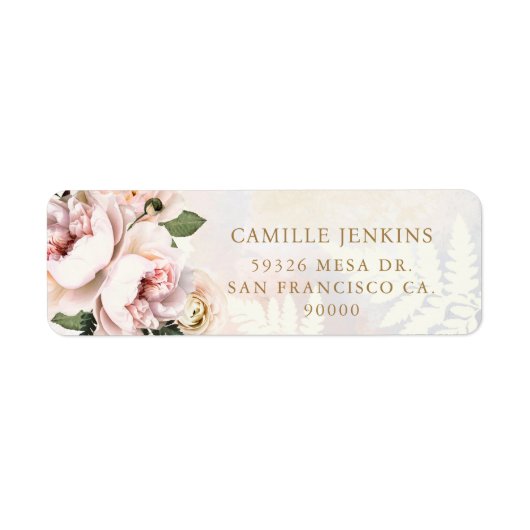 Elegant roze bloemig Vrijgezellenfeest retouradres Etiket (Voorkant)