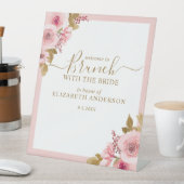 Elegant roze bloemig Vrijgezellenfeest welkom Reclamebord Met Voetstuk (Insitu)