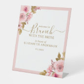 Elegant roze bloemig Vrijgezellenfeest welkom Reclamebord Met Voetstuk (Voorkant)