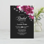 Elegant roze bloemig zwart Vrijgezellenfeest Kaart (Staand voorkant)