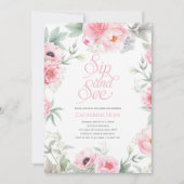 Elegant, Roze, Bloemige Aquarel, Slurp en Zie Kaart (Voorkant)