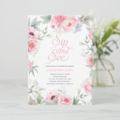 Elegant, Roze, Bloemige Aquarel, Slurp en Zie Kaart (Staand voorkant)