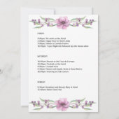 Elegant Roze Bloemige Bachelorette-weekend Itinera Kaart (Achterkant)