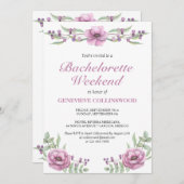 Elegant Roze Bloemige Bachelorette-weekend Itinera Kaart (Voorkant / Achterkant)
