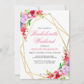 Elegant Roze Bloemige Bachelorette-weekend Itinera Kaart (Voorkant)