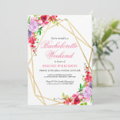 Elegant Roze Bloemige Bachelorette-weekend Itinera Kaart (Staand voorkant)