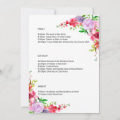 Elegant Roze Bloemige Bachelorette-weekend Itinera Kaart (Achterkant)