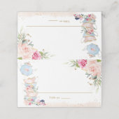 Elegant Roze Bloemige Theetuin Feest Opvouwbare Te Plaatskaartje (Buitenkant ongevouwen)