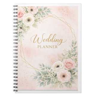 Elegant Roze Bloemige Trouwplanner Notitieboek