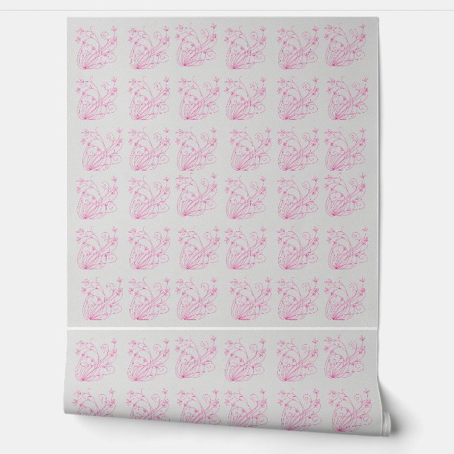 Elegant Roze Bloemige Wervelende Behang – Zachte B (Afrollen)