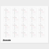 Elegant Roze Bloemkruis Doop Vierkante Sticker (Vel)