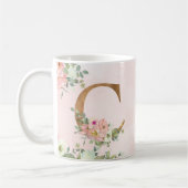 Elegant roze bloemmogram C koffie Mok (Links)