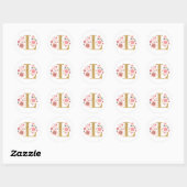Elegant roze bloemmogram Initiaal gouden letter L Ronde Sticker (Vel)