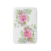 Elegant Roze Bloemmotief Badmat (Voorkant Verticaal)