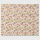 Elegant  roze bloemmotief cadeaupapier (Vlak)