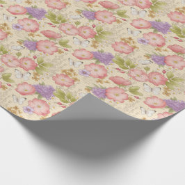Elegant  roze bloemmotief cadeaupapier