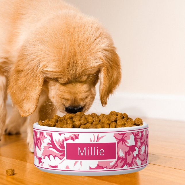 Elegant roze bloemmotief chic voerbakje (Creator heeft geüpload)