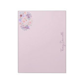 Elegant roze bloemmotief gepersonaliseerd notitieb notitieblok (Linkerzijde)