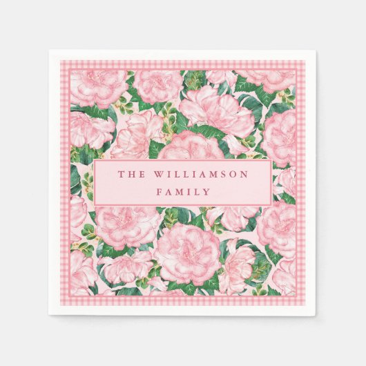 Elegant roze bloemmotief zomer familie servet (Voorkant)