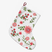 Elegant roze bloempatroon grote kerstsok (Voorkant (Hangend))