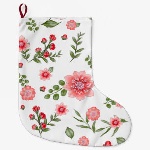 Elegant roze bloempatroon  grote kerstsok