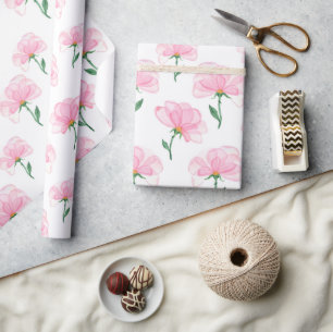 Elegant roze bloempatroon inpakpapier