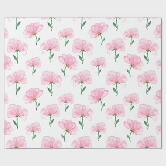 Elegant roze bloempatroon inpakpapier (Vlak)