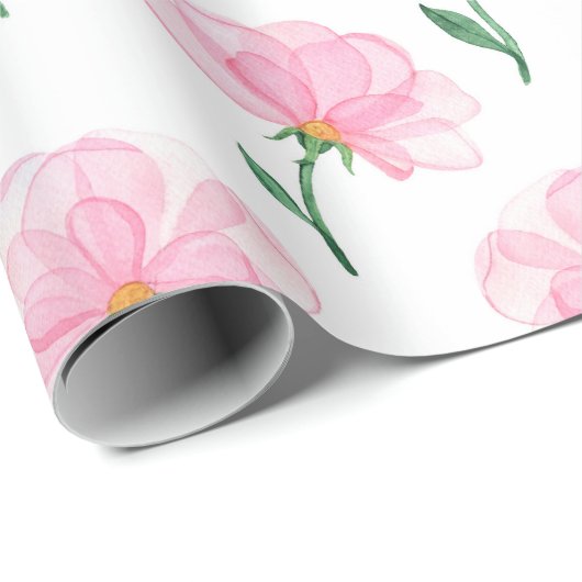 Elegant roze bloempatroon inpakpapier (Rol Hoek)