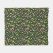 Elegant roze bloempatroon op donkere achtergrond fleece deken (Voorkant (Horizontaal))