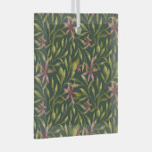Elegant roze bloempatroon op donkere achtergrond glas ornament (Voorkant Rechts)