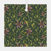 Elegant roze bloempatroon op donkere achtergrond glas ornament (Achterkant)