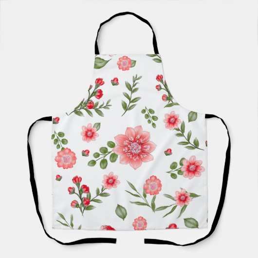 Elegant roze bloempatroon schort (Voorkant)