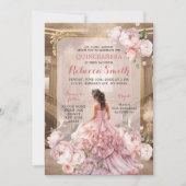 Elegant roze bloemrijke Koninklijk Paleis Quinceañ Kaart (Voorkant)