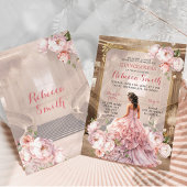 Elegant roze bloemrijke Koninklijk Paleis Quinceañ Kaart