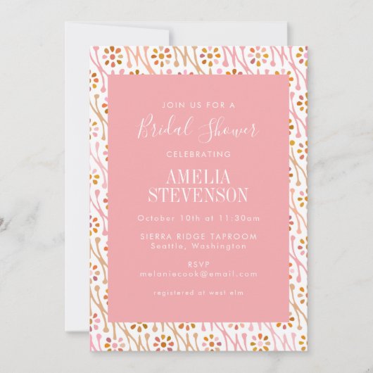  Elegant Roze Bloemrijke Wijnstok Vrijgezellenfees Kaart (Voorkant)