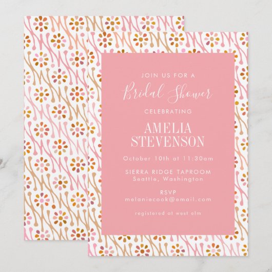  Elegant Roze Bloemrijke Wijnstok Vrijgezellenfees Kaart (Voorkant / Achterkant)