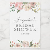 Elegant roze bloemstuk aangepaste bruidsdouche Min Wijn Etiket (Enkel label)